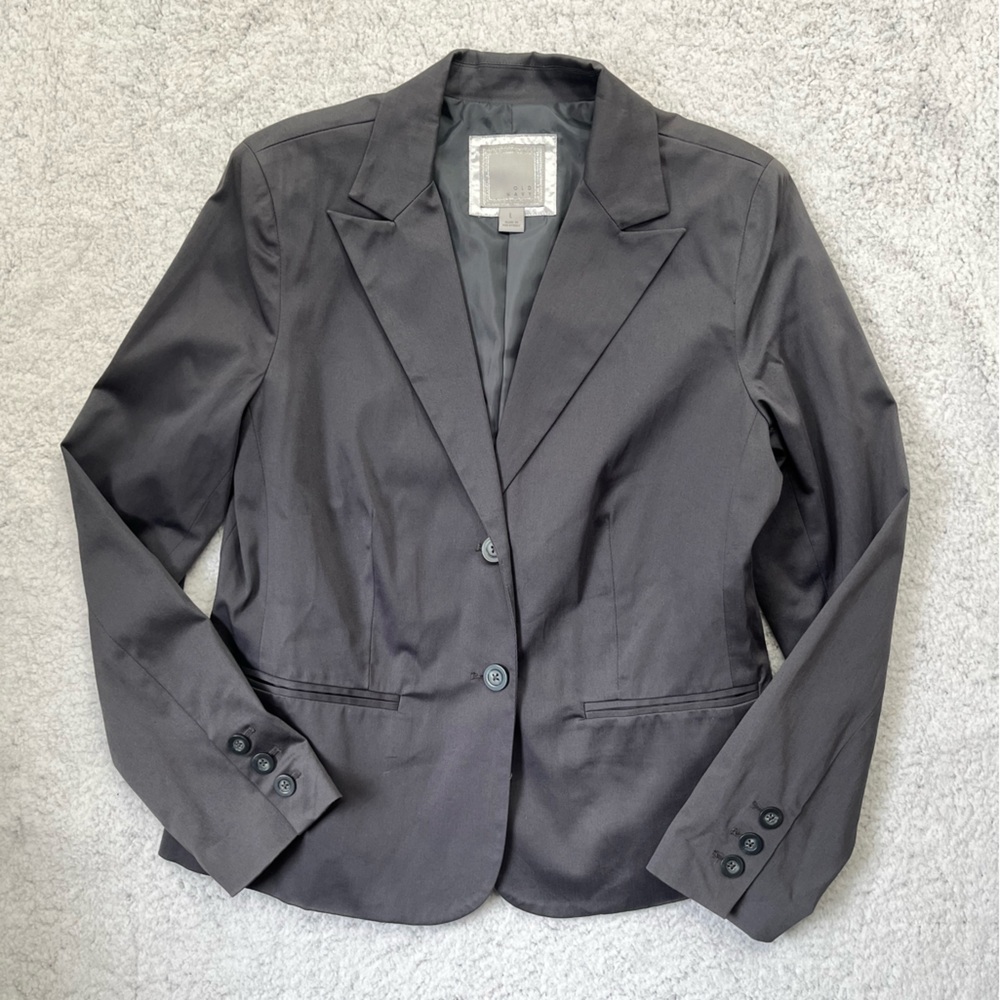 NEW Women's Old Navy Gray Classic Style Double Button Blazer Size L